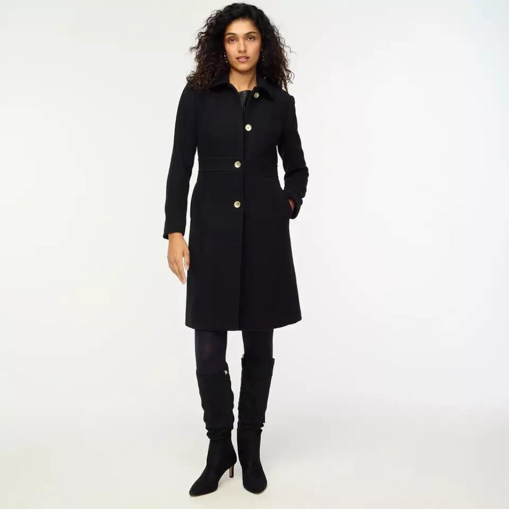 NWT J.Crew Womens $298 Wool Blend Lady Coat Black Size 8 AT107